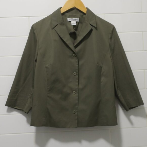 BROOKS BROTHERS WOMENS BLAZER 100% cotton green lapel lightweight sz 12 office - Picture 1 of 10